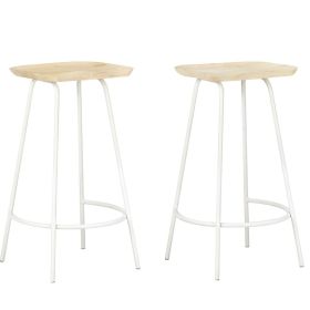 Bar Stools 2 pcs Solid Mango Wood (Color: White)