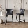 28inch Counter Height Bar Stools Set of 2, Modern Bar Upholstered Chairs with PU Leather, Metal Footrest and Frame for Kitchen Island, Bar Table