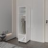 Benson Wardrobe in melamine with mirror and open storage