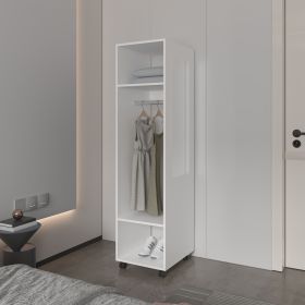 Benson Wardrobe in melamine with mirror and open storage (Color: as Pic)