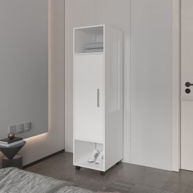 Summit Wardrobe in melamine with mirror,door and open storage (Color: as Pic)