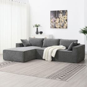 [VIDEO+New] 111.5*72" Minimalist Style Modular Sectional Sofa,Wrinkle-resistant Chenille Couch Set,L-Shaped Compressed Sofa for Living Room (Color: as Pic)