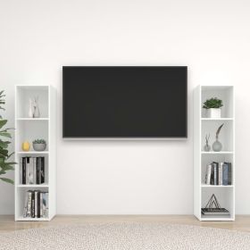 TV Cabinets 2 pcs High Gloss White 56.1"x13.8"x14.4" Engineered Wood (Color: White)