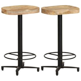 Bar Stools 2 pcs 26" Solid Mango Wood (Color: Brown)