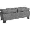 46" Storage Ottoman Bench, Upholstered End of Bed Bench with Steel Frame, Button Tufted Storage Bench with Safety Hinges for Living Room, Entryway