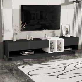 ON-TREND Sleek and Stylish TV Stand with Perfect Storage Solution, Two-tone Media Console for TVs Up to 80'' (Color: as Pic)