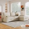 U_STYLE Upholstery Sleeper Sectional Sofa with Storage Bags and 2 cup holders on Arms