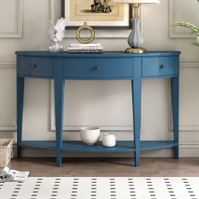 U-Style Modern Curved Console Table Sofa Table with 3 drawers and 1 Shelf for Hallway, Entryway, Living Room (Color: as Pic)