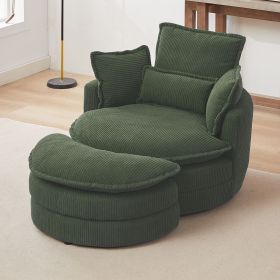 38"W Oversized Swivel Chair with moon storage ottoman for Living Room (Color: as Pic)
