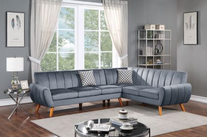 SECTIONAL - 2PC in Black Faux Leather (Color: as Pic)