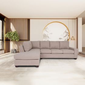 L Shaped Sectional Sofas for Living Room, Modern Sectional Couches for Bedrooms, Apartment with Solid Wood Frame (Tan, Polyester Nylon) (Color: as Pic)