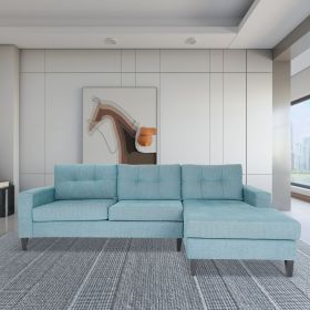 Blue L Shaped Sectional Sofas for Living Room, Modern Sectional Couches for Bedrooms, Apartment with Solid Wood Frame (Polyester Nylon) (Color: as Pic)