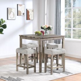 Dining Table, Bar Table and Chairs Set, 5 Piece Dining Table Set, Industrial Breakfast Table Set, for Living Room, Dining Room, Game Room (Color: as Pic)