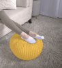 Bordeaux Knitted Cotton Round Pouf, Yellow