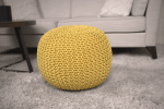 Bordeaux Knitted Cotton Round Pouf, Yellow