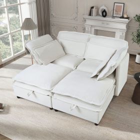 sU_Style Double-Layer Cushion Modular Sofa, Freely Combinable, 4-Seater with Storage Function, Includes 4 Soft Cushions, Perfect for Living Rooms (Color: as Pic)