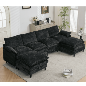 [NEW ARRIVED]Modular Sofa,U Shaped Cloud Couch Comfy Set ,6-Seater, 2 Armrest Pillows,Convertible Sectional Couch, Living Room,Apartment (Color: as Pic)