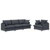 [New+Video] 2 Piece Living Room Sofa Set with Throw Pillows,Chenille Sectional Couch Sets,Upholstered 3 Seater Sofa & Armchair