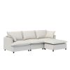 [New+Video] Chenille Sectional Sofa with Ottoman,L Shaped Cloud Couch Set with Throw Pillows,Free Combination