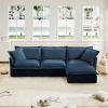 L-Shaped Slipcovered Sectional Sofa Couch, Comfy Chenille Deep Seat Cloud Couch with Convertible Ottoman & 2 Big Pillows