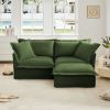 Slipcovered Sectional 2 Seater Sofa Couch with Convertible Ottoman