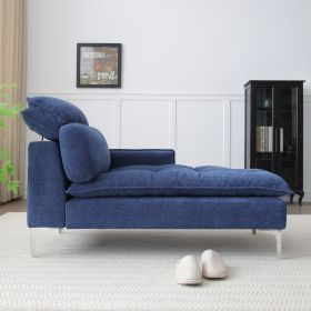 55" Chaise Lounge Indoor,Upholstered Furniture Lounge Chair with Left Armrest & Lumbar Pillow (Color: as Pic)