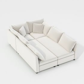 [Video]86*60'' Modular Sectional Sofa Bed,Chenille Couch Set with Pillows,Free Combination,Minimalist Style Indoor Furniture (Color: as Pic)
