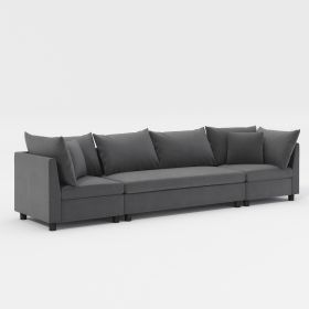 [Video]116*30'' Modern Modular Sectional Sofa,Oversized 4 Seat Chenille Couch Set with 4 Pillows,Minimalist Style Indoor Furniture (Color: as Pic)