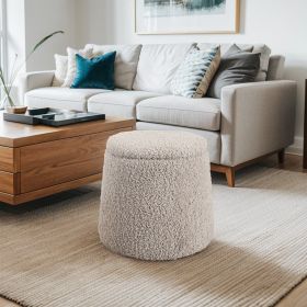 Round Storage Ottoman (Color: as Pic)