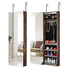 Full Mirror Jewelry Storage Cabinet With with Slide Rail Can Be Hung On The Door Or Wall (Function: With Slide Rail)