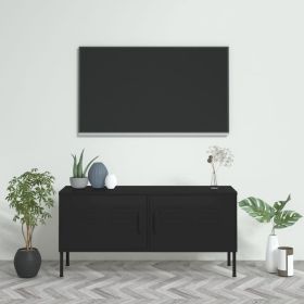 TV Stand Black 41.3"x13.8"x19.7" Steel (Color: Black)