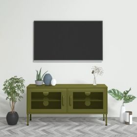 TV Stand Olive Green 41.3"x13.8"x19.7" Steel (Color: Green)
