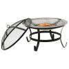f2-in-1 Fire Pit and BBQ with Poker 22"x22"x19.3" Stainless Steel
