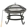 f2-in-1 Fire Pit and BBQ with Poker 22"x22"x19.3" Stainless Steel
