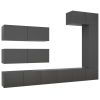 7 Piece TV Cabinet Set Gray Engineered Wood
