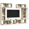 6 Piece TV Cabinet Set White and Sonoma Oak Engineered Wood