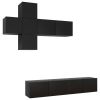 7 Piece TV Cabinet Set Black Engineered Wood