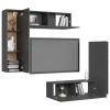 4 Piece TV Cabinet Set Gray Engineered Wood