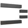 6 Piece TV Cabinet Set Gray Engineered Wood