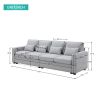[VIDEO provided] [New] 104" 4-Seater Modern Linen Fabric Sofa with Armrest Pockets and 4 Pillows,Minimalist Style Couch for Living Room, Apartment