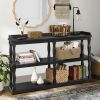 Console Table with 3-Tier Open Storage Spaces And Roman Column Effect Support Legs,Narrow Sofa Entry Table for Living Room