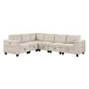 6-Piece Modular Sectional with Storage Seats, Side Pockets