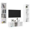 3 Piece TV Cabinet Set High Gloss White Engineered Wood