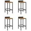 Bar Stools 4 pcs Black Poly Rattan and Solid Wood Acacia