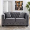 59-Inch Modern Chesterfield Velvet Sofa, 2-Seater Sofa, Upholstered Tufted Backrests with Nailhead Arms and 2 Cushions for Living Room, Bedroom