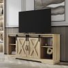 Farmhouse Sliding Barn Door TV Stand for TV up to 65 Inch Flat Screen Media Console Table Storage Cabinet Wood Entertainment Center Sturdy Ranch Rusti