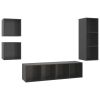 4 Piece TV Cabinet Set High Gloss Gray Engineered Wood