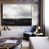 Hand Painted Abstract Oil Painting Black White Textured Abstract Wall Art Picture Living Room Bedroom Wall Decor Frameless