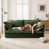 Slipcovered Sectional 2 Seater Sofa Couch with Convertible Ottoman
