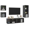 4 Piece TV Cabinet Set High Gloss Gray Engineered Wood